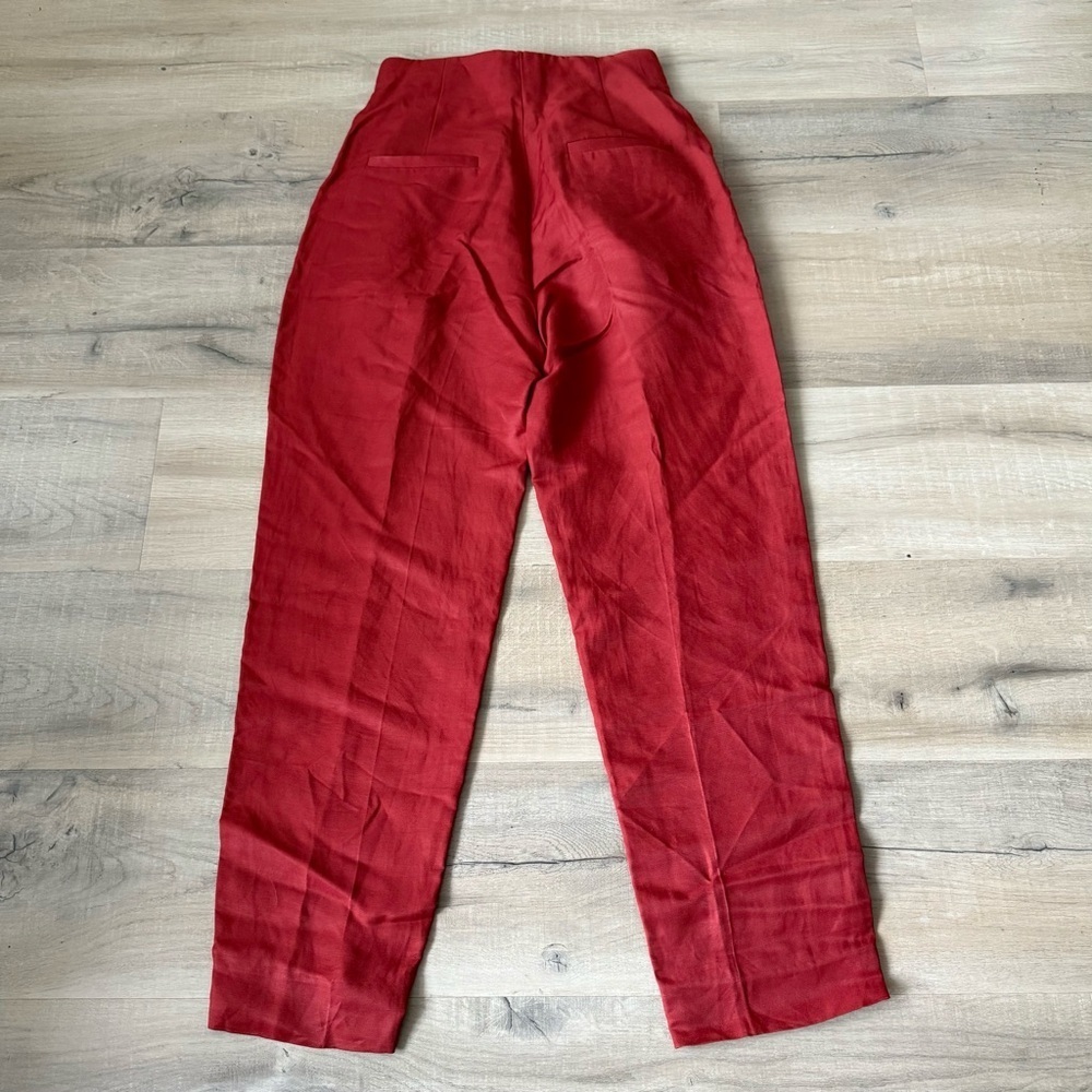 Sandro terracotta red Betty high waist linen blend ankle pants - size 2 (34) - Picture 7 of 10
